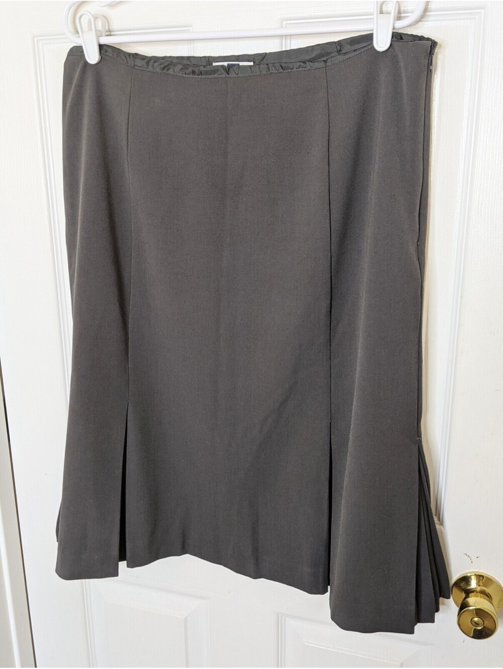 Gap Factory Store Charcoal Gray Fit n Flare Midi Skirt Side Zip & Pleats Sz 16